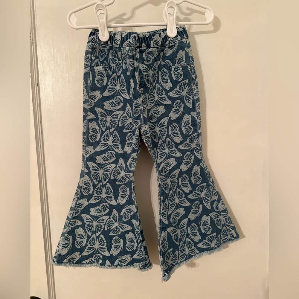 Toddler Girl Butterfly Print Flare Jeans